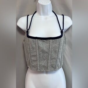 Salty Tank‎ Top Shirt Woman Size Large  Sleeveless Gray Black Zip Back